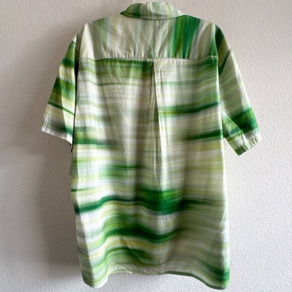John Elliott New Green Printed Cotton Blend Voile 2/ M Shirt - Picture 9 of 10